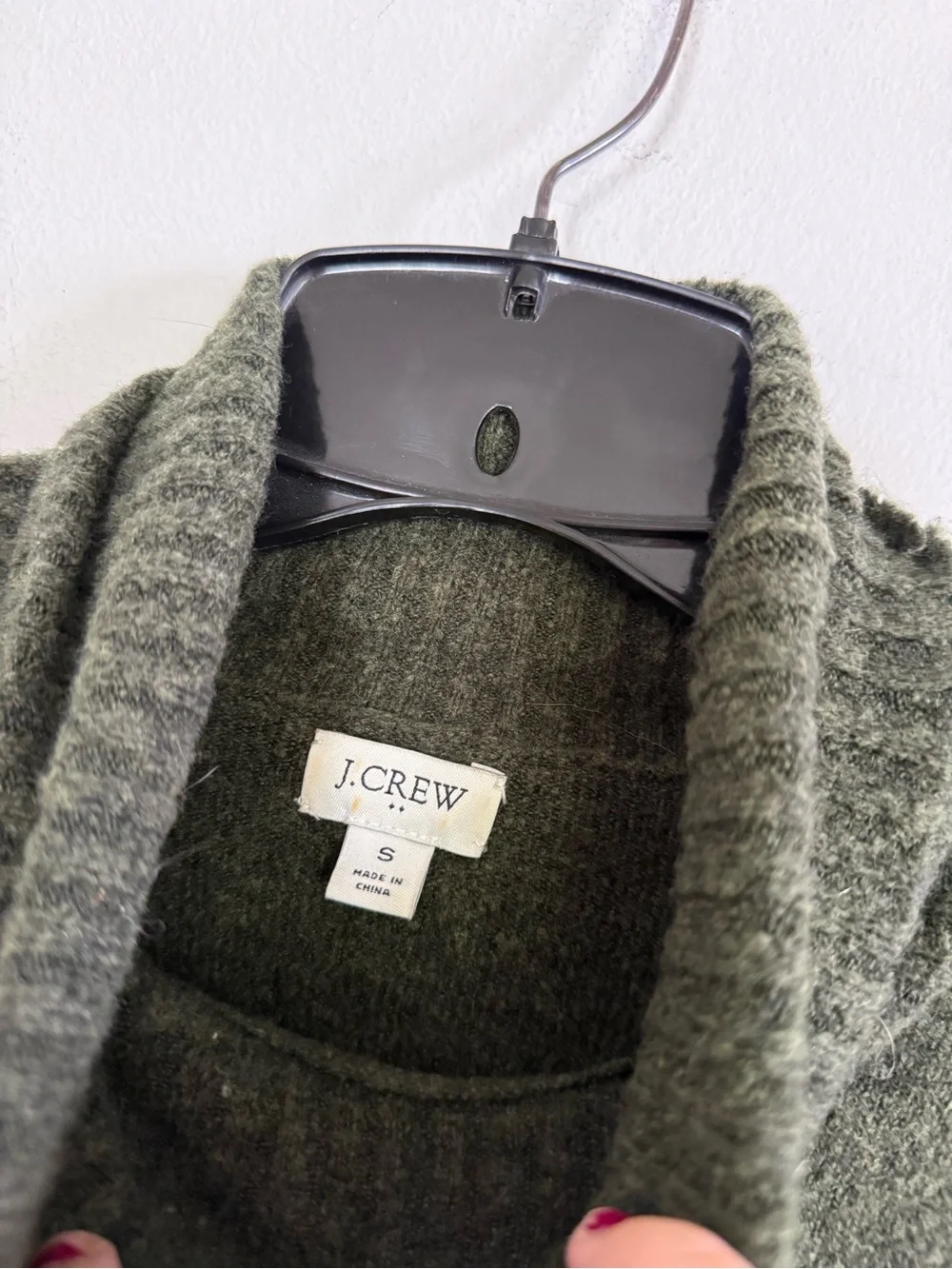 J Crew Womens Puff Sleeve Extra Soft Yard Wool Blend Turtleneck Sweater, Olive S